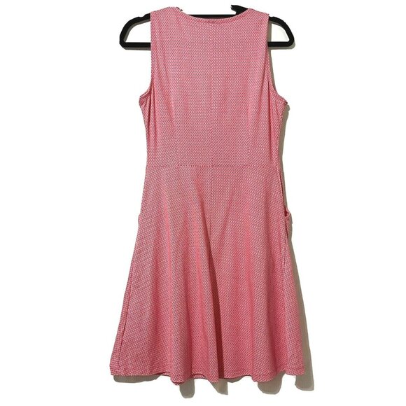 New York & Co. Size M Pink 100% Cotton Fit N Flare Sleeveless Dress W/ Pockets - Picture 4 of 10